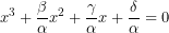 \[x^{3}+\dfrac{\beta }{\alpha }x^{2}+\dfrac{\gamma }{\alpha }x+\dfrac{\delta }{\alpha }=0\]