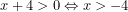 x+4>0\Leftrightarrow x>-4